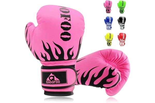 GROOFOO Gants de Boxe pour Enfants 4oz 6oz Gants de Frappe Sparring pour Formation de Combat de Sac de Boxe De 3 à 14 Ans