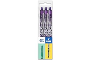 PILOT FriXion Clicker - Penna a sfera cancellabile a frizione, punta retrattile, punta da 0,7 mm, spessore tratto 0,35 mm, confezione da 3, inchiostro viola
