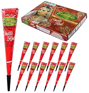 Vimals Sehnaaz Instant Chilli Red Golecha Henna Mehandi Cone (28 gm) - 12 Piece per pack