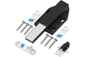 Serrure à Pression Magnétique sans Clous Tonitrui Placard Aimant Fermeture pour Armoire Tiroir Systeme Loquet Magnetique Verrou Poussoir Porte Amortisseur Pour La Porte de Placard(Noir 2 Pièces)