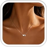 LOLIAS Initial Heart Necklace for Women - Silver Letter and Name - Personalized Small Stainless Steel Pendant - Gifts for Wom