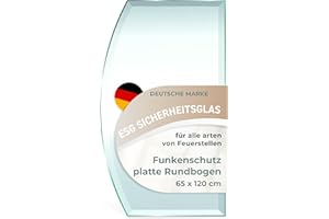 IOMANGIO Funkenschutzplatte Glas Segmentbogen 65x120cm – Glasplatte für Kaminofen - Kaminglas Zunge mit Dichtlippe - 6mm ESG Kamin Glasplatte mit Facettenschliff – Kaminschutz Feuerplatte für Kaminofen