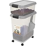 Prime Paws 3-Piece Airtight Pet Food Storage Container with Measuring Scoop Plastic Pet Dog Cat Animal Dry Food Dispenser (Gr