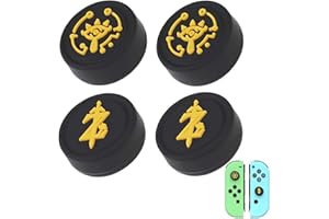 RAYKCE Joystick Kappen Kompatibel mit Nintendo Switch/Lite/OLED - Silikon Thumb Grips mit Retro-Totem, rutschfest und Verschleißfest Steam Deck Zubehör Schutz(Schwarz)