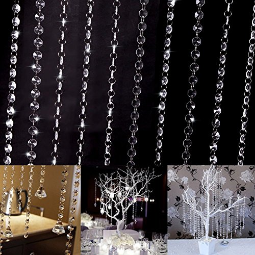 10M Türvorhang Kristall Girland Crystal Clear Acrylic Bead Garland hängende Partei Dekor Hochzeit DIY Dekor Anhänger Perlenvorhang ( Klar Octagonal Perlen ) - 4