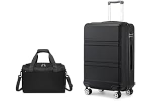 Kono Zestawy bagażowe Lekka walizka z twardą obudową ABS z zamkiem TSA + torba kabinowa Ryanair 40 x 20 x 25 cm, Czarny, 20 Inch Luggage Set
