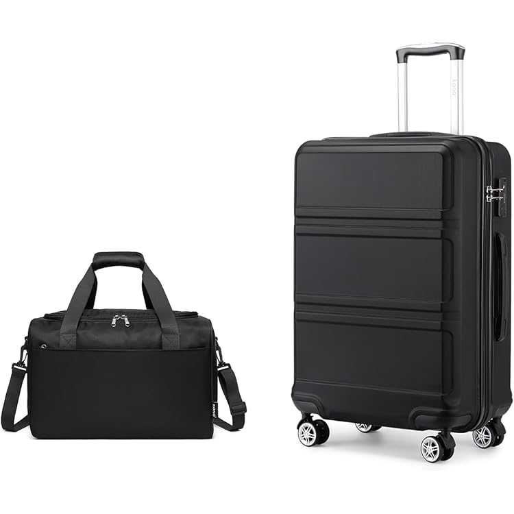 COOLIFE Cabinekoffer, 55 x 35 x 20 cm, voor Ryanair luchtvaartmaatschappij, handbagage, cabinebagage, lichtgewicht, met TSA-slot en 4 spinner-wielen, 2 jaar garantie, zwart/bruin, 55X35X20cm -Set 2tlg
