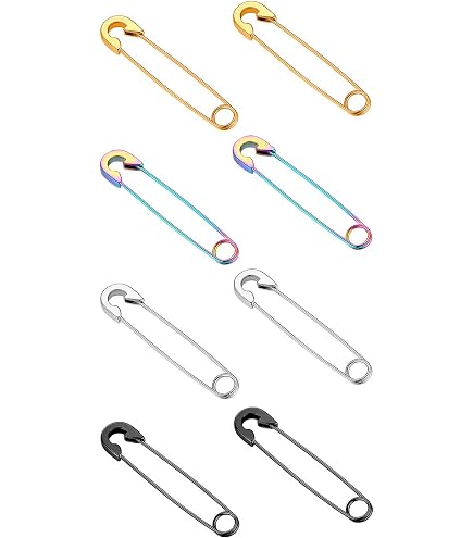 Orecchini A Cerchio Spilla Da Balia In Acciaio Inox Placcato Oro 14k - Dimensioni 33 Mm - Ipoallergenici Minimal - Con Sacchetto Di Velluto