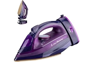 EDHA Dampfbügeleisen kabellos Cordless Steam Iron, 2400 W kabelloses Bügeleisen, Sohle mit keramischer Antihaftbeschichtung Vertikal bügeln, Tropfstop, Antikalk, selbstreinigend mit Wassertank (Lila)