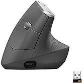 Logitech MX Vertical, Ergonomische Kabellose Maus, Bluetooth und 2.4 GHz Verbindung via Unifying USB-Empfänger, 4000 DPI Sens