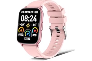 Jugeman Smartwatch Damen Herren, Fitnessuhr mit 1,69" HD Farbdisplay, Fitness Tracker Uhr mit Pulsmesser Schlafmonitor, IP68 Wasserdicht Sportuhr mit Schrittzähler Stoppuhr für iOS Android (Rosa)