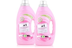 ‎BURTI 2er Pack Burti Wolle & Seide Feinwaschmittel flüssig (2 x 1,45l) - mit Faser Schutz für Wolle, Seide & Daunen, ohne Mikroplastik mit pflanzlichem Pflege-Booster für ca. 52 Waschladungen