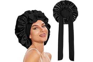 ERBO Seidenhaube zum Schlafen, Silk Bonnet, Verstellbare Schlafhaube Seide, Bonnet Sleep Cap, Satin Haarhaube Damen, Seidenhaube zum Schlafen Lange Haare Locken