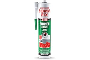 PROFESSIONAL SOMA FIX Roof Sealant - Waterproof Bitumen Sealant for Roofing Felt and Gutter, Roof Felt Adhesive - Black Paste Rubber - Stops Leaks & Weatherproof (310ML)
