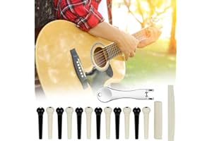 BUENTYA 12 Stück Gitarre Pins Brücke Kunststoff Gitarre Bridge mit 2 PCS Gitarrensteg Sattel und Stegeinlage Puller Remover Extractor Werkzeug Stegstifte Gitarre Sattelmutter für Akustik Gitarren