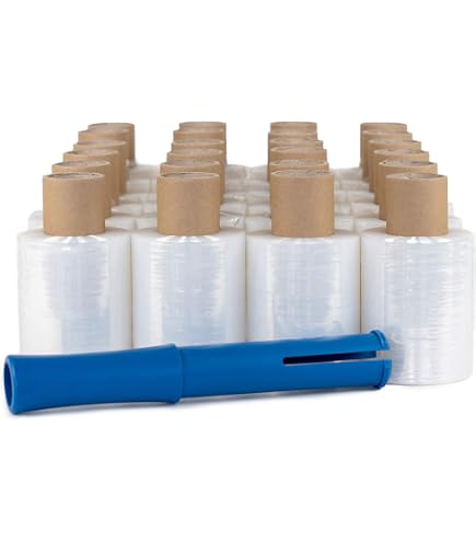 Lot de 10 mini films étirables, 10 cm x 150 m, 23 microns, transparents