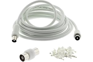 REULIN 3C2V TV Coaxial Cable 7.5M - Nickel Plated RF Coax Extension Lead for Freesat, Aerial Socket, Freeview, Sat,DVD,VCR,SKY, Smart U-HD TV, Virgin, BT, Antenna Box, Y Splitter, Signal Booster (7.5 Meter)