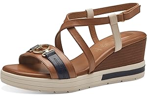 Tamaris Kobiety Tamaris Comfort 8-88307-42 442 Nut Comb Wedge Plateau Sandały Komfortowe, uniwersalne buty na co dzień, odświętne, eleganckieSandał na koturnie