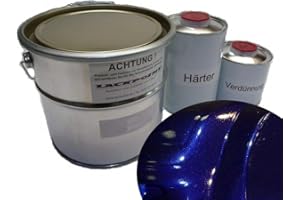 Lackpoint Vernice per auto, 3,5 litri, set da 2 componenti, colore blu metallizzato