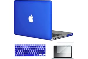 TOPIDEAL 3 in 1 Matte Frosted Hard Shell Case Cover 15-Inch MacBook Pro 15.4" (Model: A1286) + Keyboard Cover -[EU/UK Keyboard Version] + Screen Protector -Royal Blue