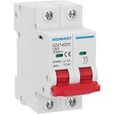 Wengart DC Magnetothermic (DC Current) 63A 500V,Bipolar Circuit Breaker (2P) for Photovoltaic Solar Installations, Motorhomes