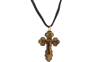 MIZZE MADE FOR LUCK Original Bethlehem Olive Wood Crucifix Pendant On String Necklace - Handmade for Men & Women
