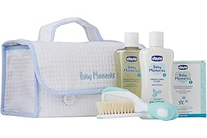 Chicco Set Idea Regalo Baby Moments, Con Acqua di Colonia 100ml, Bagno Delicato Corpo e Capelli 200ml, Crema Corpo 200 ml, Spazzola e Pettine, Tutto il Necessario per il Bagnetto, Blu, 0 Mesi+