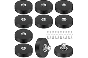 FARNIRVANA 10 Pezzi Magneti Neodimio In Gomma, 22mm Magneti Rotondi Con M4 Filettatura, Forza di Trazione di 5,5kg, Antiscivolo Potente Magnete Gommati Rivestiti per Luminose Veicoli