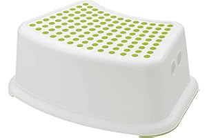 ADMOS Plastic Child Foot Step Stool Anti-Slip Cover on Top With For Children kids with a Max. Weight of 77 lb (Green/White)
