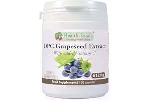 HEALTH LEADS ...WORKING WITH NATURE Pure OPC (Oligomeric Proanthocyanidins) Grapeseed Extract Capsules, 456mg High Strength Pure OPC Suitable for Vegans, with Added Vitamin C (Ascorbic Acid) Manufactured by Health Leads UK