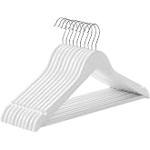 SONGMICS ahşap elbise askıları, 10'lu set, masif ahşaptan elbise askıları, ceket askıları, omuz b&ouml;lgesinde &ccedil;entikler, kaymaz,