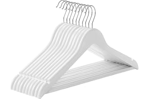 SONGMICS Trägalgar i Massivt Trä, 10-Pack, 44,5 x 23 x 1,2 cm | Klädhängare, med 360° Roterbar Krok, Ergonomisk Design, för K