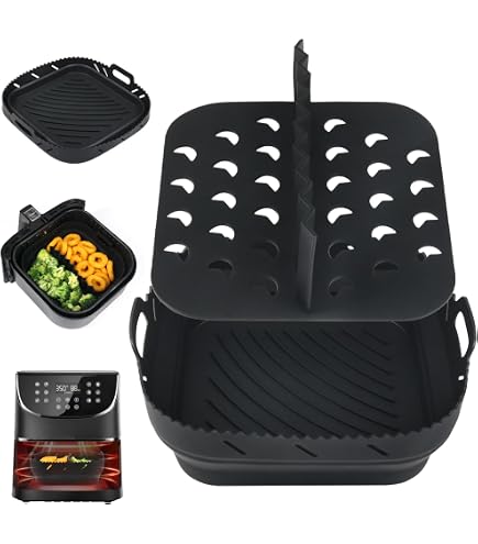 Griglia Per Friggitrice Ad Aria Cosori E Altre - Acciaio Inox 304, 20x20.5 Cm, Compatibile Con Modelli 5.5L-7.5L, Per Cuocere Più Cibo