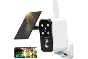 PESAIR Bezprzewodowa zewnętrzna kamera nadzorująca WiFi, 2K, kamera nadzorująca WiFi, panel słoneczny, kolorowy noktowizor, wykrywanie ruchu PIR, na zewnątrz/wewnątrz, IP66, 2,4 GHz