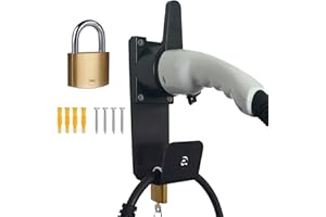 Egnio Type 2 EV Charger Cable Holder, Yale Padlock Lockable Wall Mount Holder for Electric Car with IEC 51296-2 Plugs, Weather Proof Holder for Most EU EVs Charging Cable Tidy