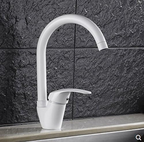 Diongrdk All Copper Kitchen Cold and Hot Faucet 360 Degree Swivel Faucet Washing Basin Swan High Throwing Elbow Faucet Black and White,A