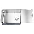 Franke Stainless Steel Kitchen Sink, Single Bowl with Drain Board, Square Shape, 42 x 18 inches