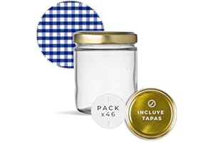 RCOCIO Tarros de cristal con tapas para conservas Pack de 46 unidades. Frascos hermeticos de 445 ml con tapa de rosca cerrado hermético para todo tipo de conserva casera