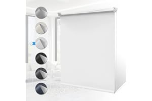 ‎HOMLAND Verdunklungsrollo ohne Bohren Rollos für Fenster B120 x H140 cm (Stoffbreite 115cm) Weiß Thermo Rollo Klemmfix Verdunkelungsrollo Seitenzugrollo Sicht-und Sonnenschutz Wandmontage