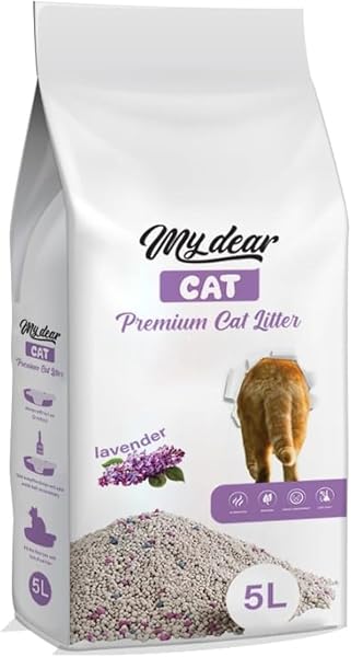 My Dear 100% Fast Collecting Dark Cat Litter, 5 Liter with Scent (5L, Lavender)