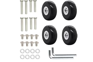 Cosmpeak 4 sztuki kółek do walizki, kółka zapasowe, gumowe kółka, wyciszenie, zapasowe walizki na kółka, walizki, gumowe kółka, zapasowe kółka do walizki (40 mm x 18 mm)