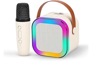 Wembley Rechargeable Karaoke Mic with Speaker for Singing | Wireless Mini Portable Bluetooth Speaker with Microphone & LED Lights | Cute Birthday Gift for Kids Musical Toys for Boys, Girls and Adults