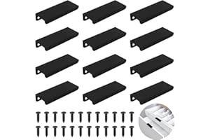 Kulannder 12 Piezas Tiradores Ocultos para Armario y Cajón - Tirador de Puerta Curvo de 80 mm - Aleación de Aluminio Con 24 Tornillos