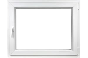 ALUCON Fenster 800x700 mm – Kunststofffenster 80x70 cm – Flügelfenster Innen Weiß/Außen Weiß – DIN Rechts
