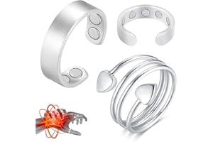 Vicmag 2PCS Copper Magnetic Rings for Women & Men with Strong Magnets 99.99% Solid Pure Copper Adjustable(Love & Matte Silver)