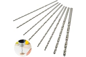 QLOUNI HSC 8cps Sets Foret Extra Long 200mm avec diamètre de 4mm, 4.2mm, 4.5mm, 5mm, 5.2mm, 6mm, 8mm, 10mm