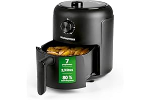 GOURMETmaxx Air Fryer de 2,3L | Friteuse à air chaud avec minuterie & écran tactile | 8 fonctions & 7 programmes | Frire à économie d'énergie & presque sans huile dans ce mini-four - 1000 W [Noir]