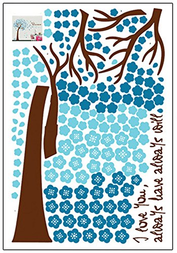ufengke® Romantische Blaue Blume Baum Wandsticker,Wohnzimmer Schlafzimmer Entfernbare Wandtattoos Wandbilder - 6