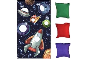 YKKJ Jeu de Lancer Suspendu Astronaute ， Jeux de Lancer du système Solaire Spatial Ensemble de 3 Sacs de Haricots ， Fournitures de fête d'anniversaire dans l'espace 。