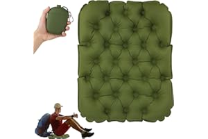 EXLECO Cojín de Asiento Inflable para Exteriores, para Camping, Plegable, para niños, Resistente a la Intemperie, Ultraligero, para Senderismo, Suelo, Pesca, Color Verde